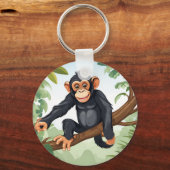 Porte-clés Chimpanzée avec sa mignonne queue sur la branche s (Verso)