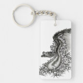 Porte-clés Chine Dragon, noir et blanc Design en Tattoostyl (Devant)