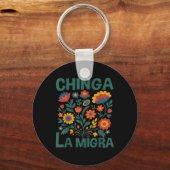 Porte-clés Chinga La Migra Retro Flowers  (Recto)