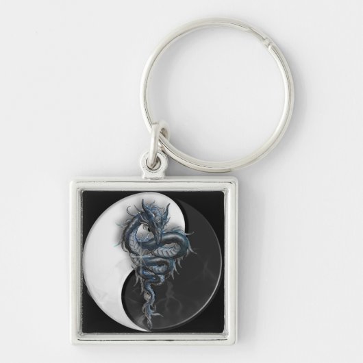 Porte-clés chinois de carré de dragon de Yin Yang (Devant)