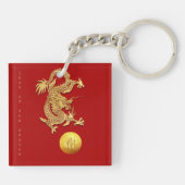 Porte-clés Chinois Nouvel An Dragon Papier coupé Monogramme A (Dos)