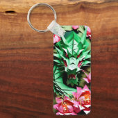 Porte-clés Chinois Nouvel An Vert Dragon Origami Monogramme R (Recto)