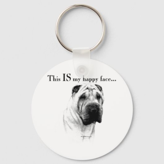 Porte-clés Chinois Shar Pei Joyeux Visage (Recto)