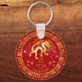 Porte-clés Chinois Zodiac Dragon Rouge/Or ID542 (Recto)