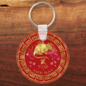Porte-clés Chinois Zodiac Rat Rouge/Or ID542 (Recto)