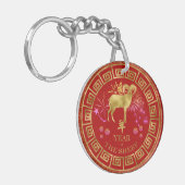 Porte-clés Chinois Zodiac Sheep Red/Gold ID542 (Devant gauche)