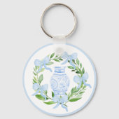 Porte-clés Chinoiserie Aquarelle Ginger Jar Wreath (Recto)