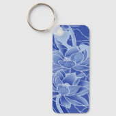 Porte-clés Chinoiserie Blue Floral Lotus Zen Devis à deux côt (Recto)
