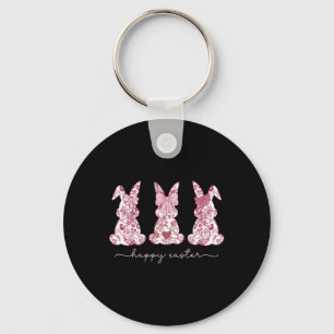 Porte-clés Chinoiserie Bunny Pâques Bow rose Coquette mignonn