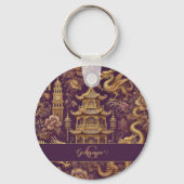 Porte-clés Chinoiserie Victorienne Personalisée Purple & Gold (Verso)