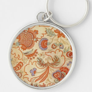 Porte-clés Chintz Floral Antique Terracotta Français Vintage