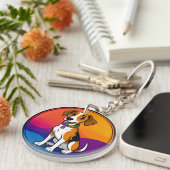 Porte-clés Chiot animé mignon avec collier (Devant Droit)