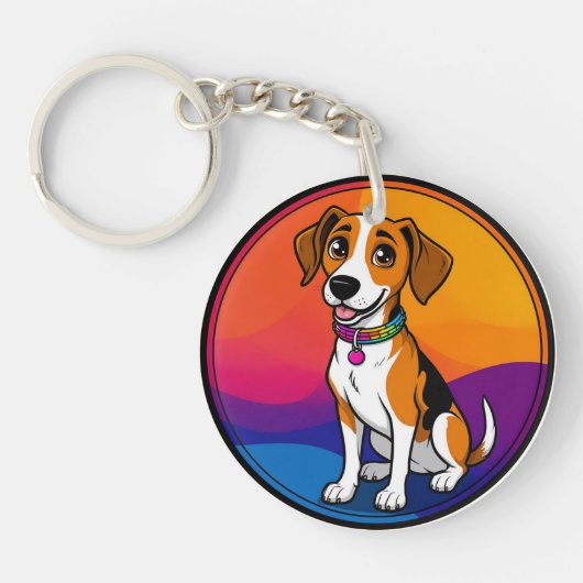 Porte-clés Chiot animé mignon avec collier (Devant)