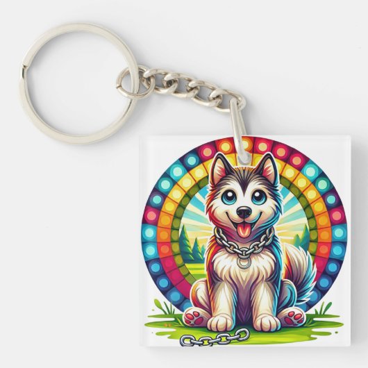 Porte-clés Chiot animé mignon avec collier (Devant)