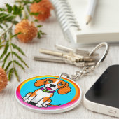 Porte-clés Chiot animé mignon avec collier (Devant Droit)