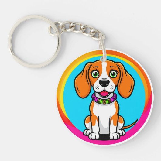 Porte-clés Chiot animé mignon avec collier (Devant)