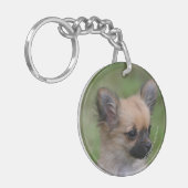 Porte-clés Chiot aux cheveux longs de chiwawa regardant (Devant gauche)
