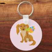 Porte-clés Chiot avec Bouquet de fleurs (Recto)