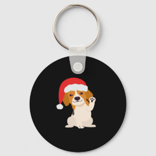 Porte-clés Chiot beagle avec casquette Père Noël pour amoureu