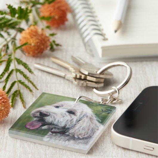 Porte-clés Chiot blanc Goldendoodle (Devant Droit)