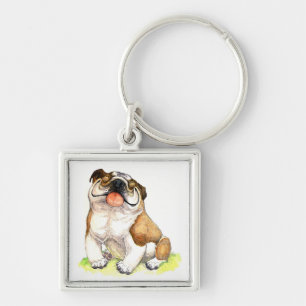Porte-clés chiot bouledogue anglais de dessin anim
