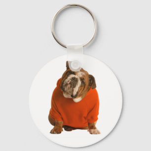 Porte-clés chiot bouledogue anglais portant un pul