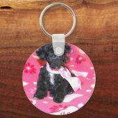 Porte-clés Chiot de caniche en rose (Recto)
