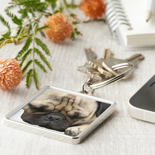 Porte-clés chiot de carlin (Côté)