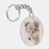 Porte-clés Chiot de chien de berger de Shetland peignant (Devant gauche)