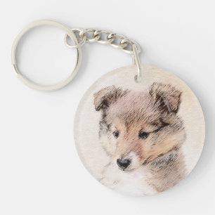 Porte-clés Chiot de chien de berger de Shetland peignant
