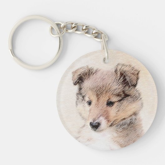 Porte-clés Chiot de chien de berger de Shetland peignant (Devant)