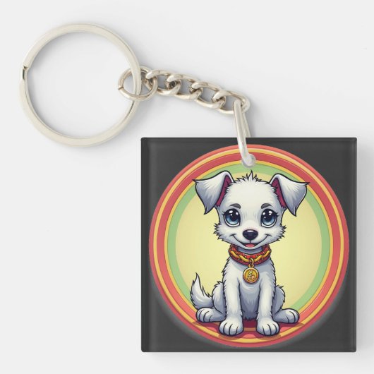 Porte-clés Chiot de dessin animé adorable (Devant)