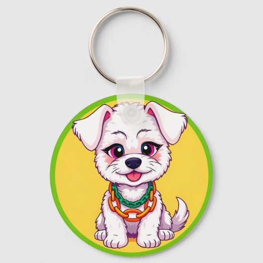 Porte-clés Chiot de dessin animé adorable (Recto)