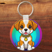 Porte-clés Chiot de dessin animé adorable (Recto)
