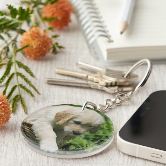 Porte-clés Chiot de golden retriever dans le panier (Devant droit)