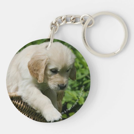 Porte-clés Chiot de golden retriever dans le panier (Dos)