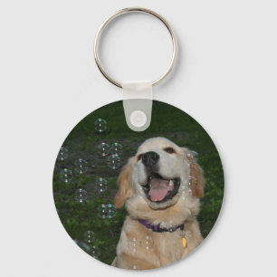 Porte-clés Chiot de golden retriever dans les bulles