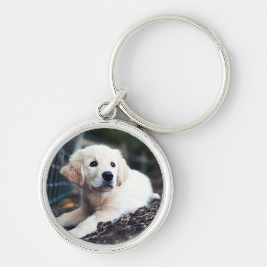 Porte-clés Chiot de Labrador jouant dans le jardin (Devant)