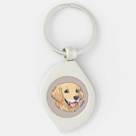 Porte-clés Chiot d'or retriever personnalisé (Devant)