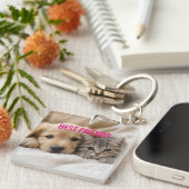 Porte-clés Chiot endormi et chaton câlins (Devant Droit)