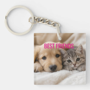 Porte-clés Chiot endormi et chaton câlins