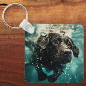 Porte-clés Chiot labrador nageant sous l'eau Design (Recto)
