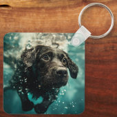 Porte-clés Chiot labrador nageant sous l'eau Design (Verso)