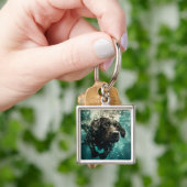 Porte-clés Chiot labrador nageant sous l'eau Design (main)