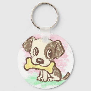 Porte-clés Chiot mignon avec Porte - clé os