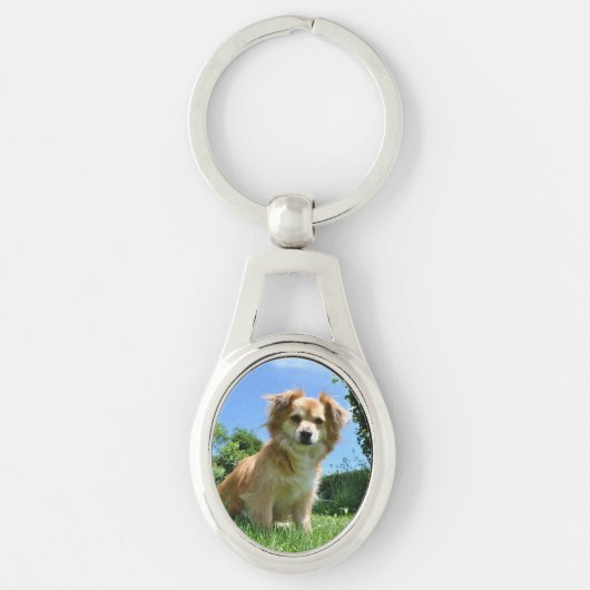 Porte-clés Chiot mignon dans le jardin (Devant)
