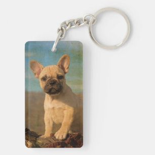 Porte-clés Chiot mignon de bouledogue français, cru