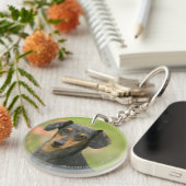 Porte-clés chiot miniature Lisse-haired de teckel regardant (Devant droit)