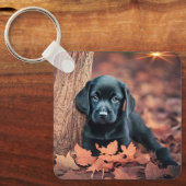 Porte-clés Chiot noir du laboratoire (Recto)