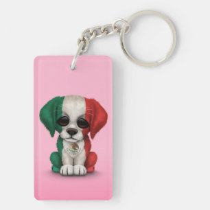 Porte-clés Chiot patriotique mignon de drapeau mexicain, rose